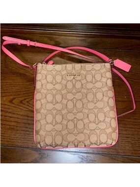 Coach Brown/Tan with Pink Accent and Interior Cross Body